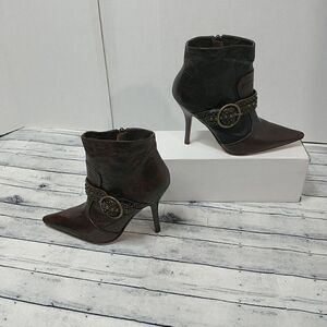 Joey O Womens Leather Ankle Booties Size 5.5 M Brown